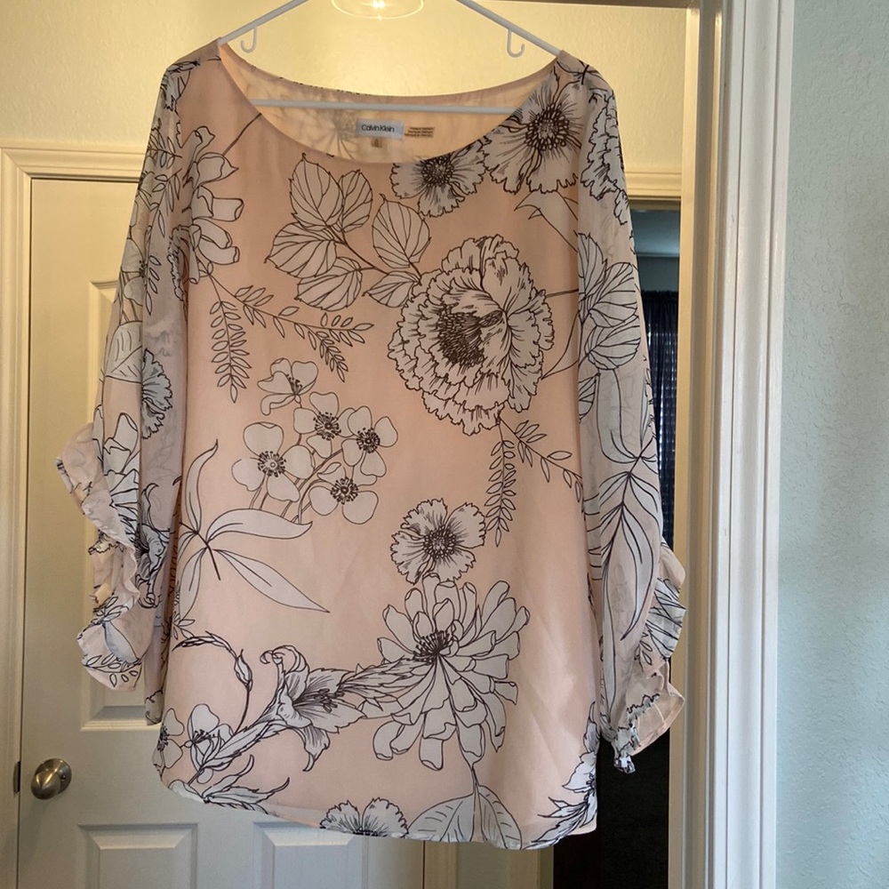 Calvin Klein Pale Pink Blouse Sz XL
